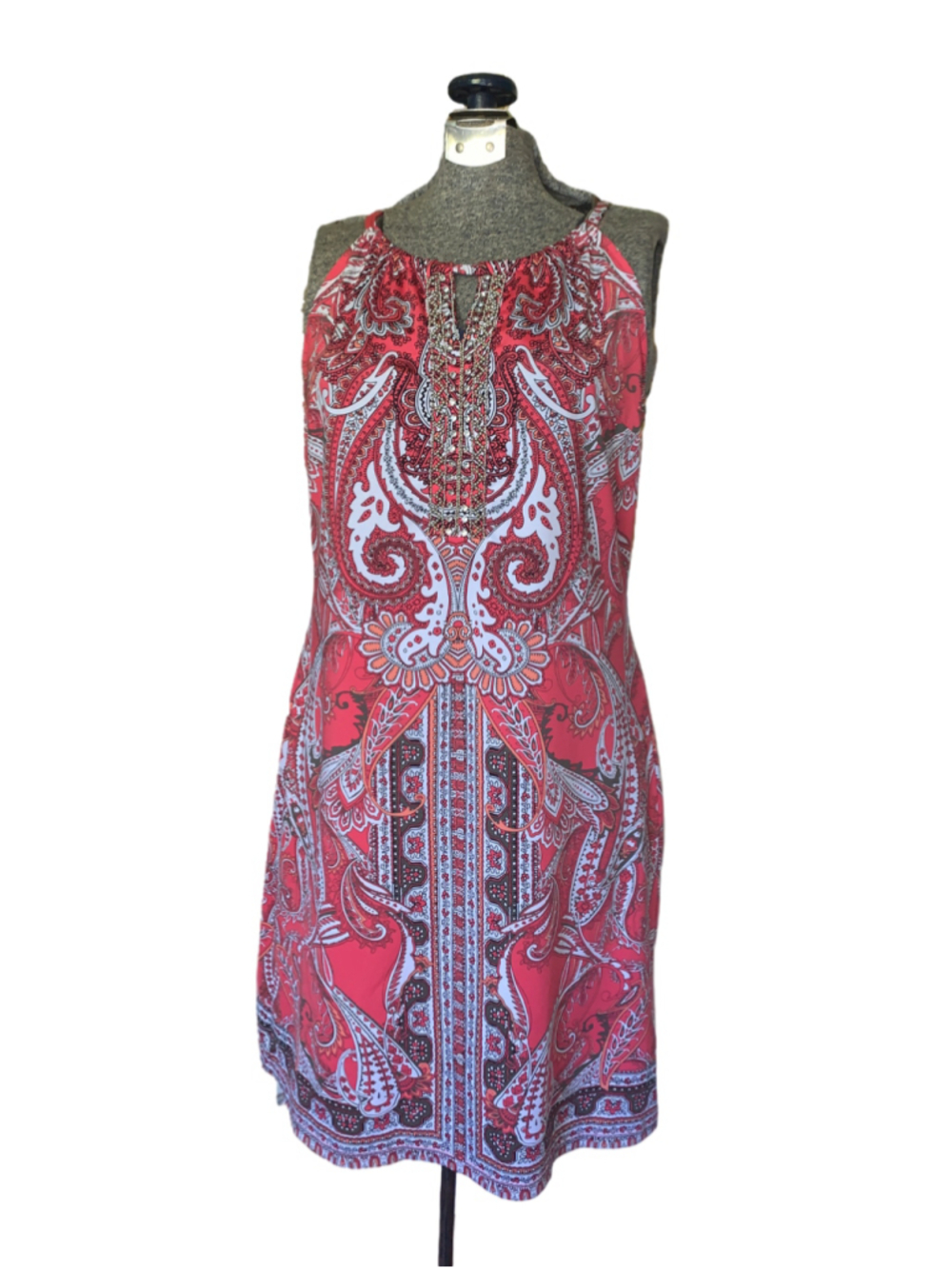 Women's INC International Concepts Petite MP Mini Dress Red White Paisley